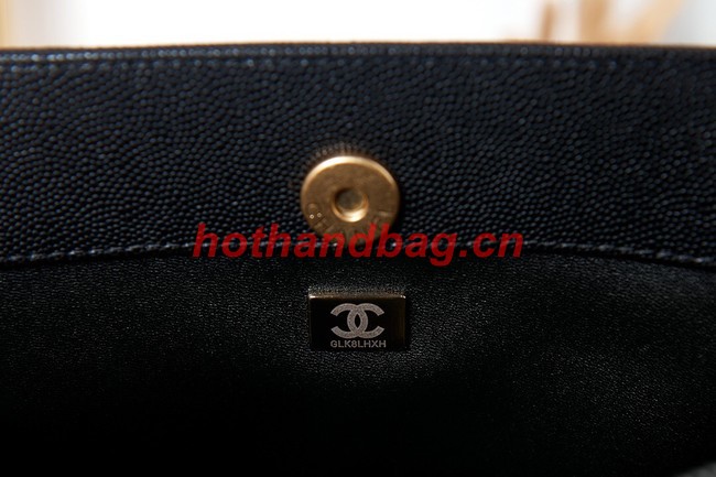 CHANEL Grained Calfskin & Gold-Tone Metal SHOPPING BAG AS3583 black