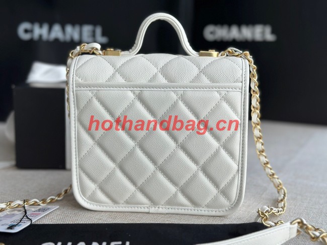 Chanel MINI FLAP BAG WITH TOP HANDLE AS3652 white