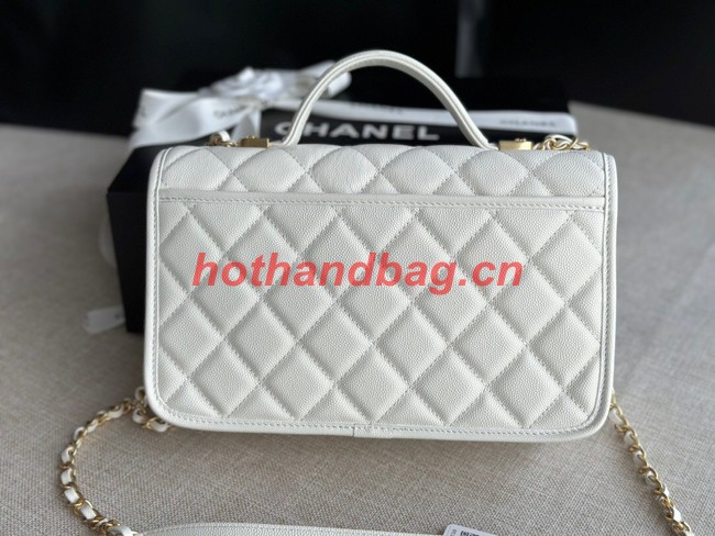 Chanel SMALL FLAP BAG WITH TOP HANDLE AS3653 white