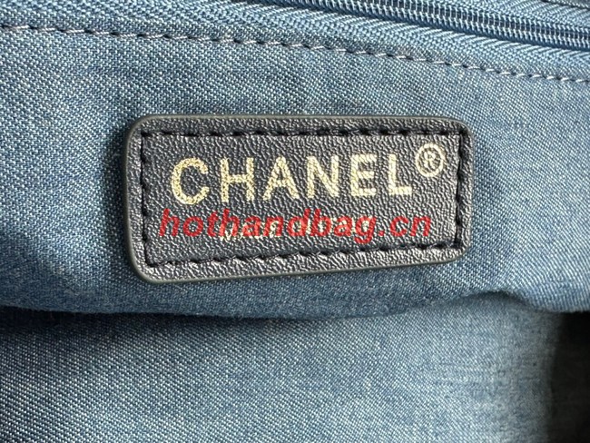 CHANEL Printed Denim & Gold-Tone Metal AS3136 blue