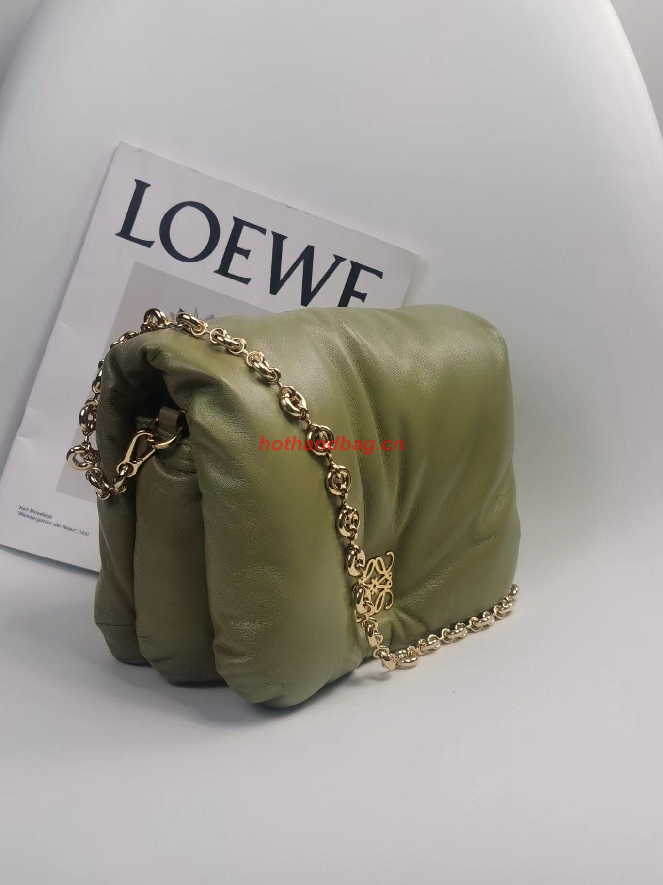 Loewe Puffer Goya Original Sheepskin Leather Bag 9801 Green