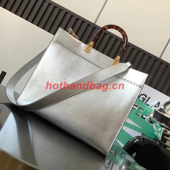 Fendi Sunshine Medium leather shopper 8BH386A silver