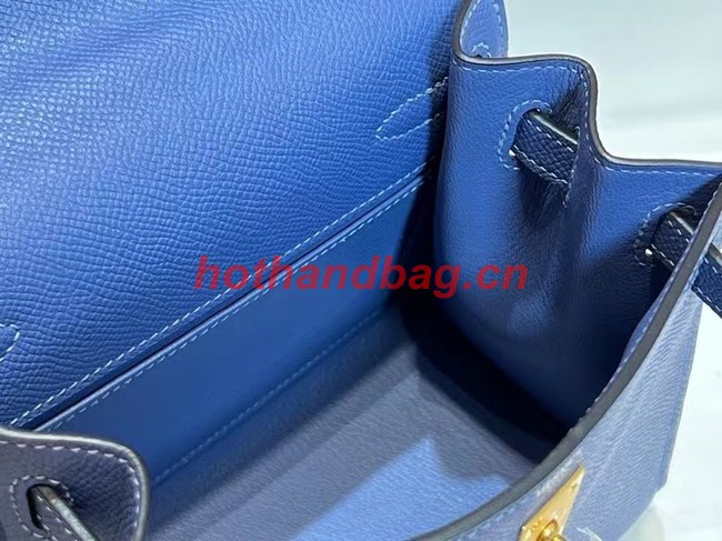 Hermes Kelly 20cm Shoulder Bags Epsom KL2750 blue&gold