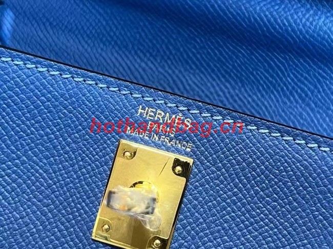 Hermes Kelly 20cm Shoulder Bags Epsom KL2750 blue&gold