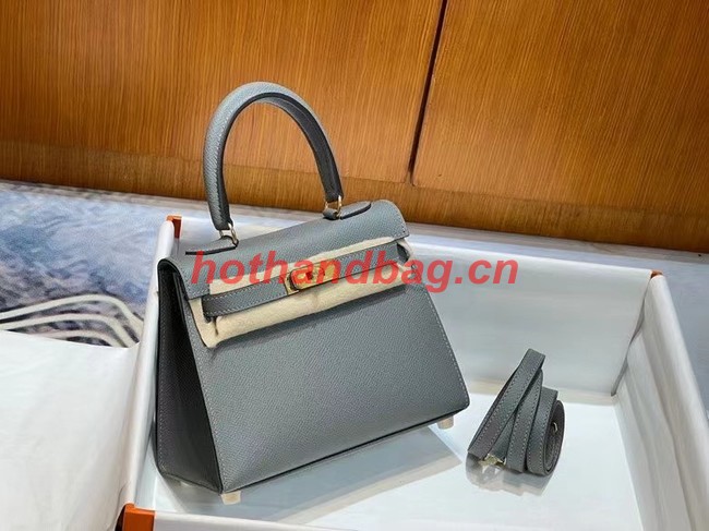 Hermes Kelly 20cm Shoulder Bags Epsom KL2750 Iron gray&gold