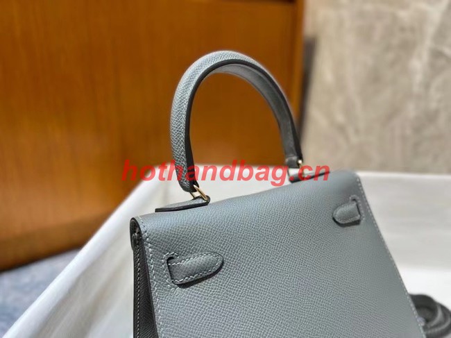 Hermes Kelly 20cm Shoulder Bags Epsom KL2750 Iron gray&gold