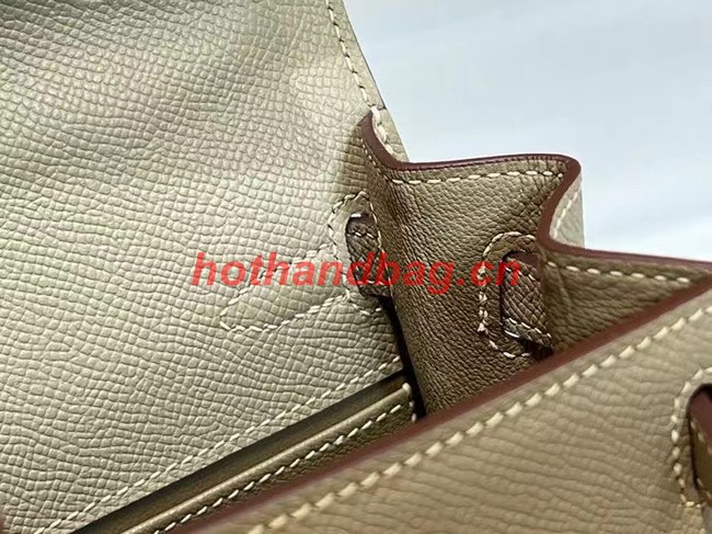 Hermes Kelly 20cm Shoulder Bags Epsom KL2750 Pearl grey&gold