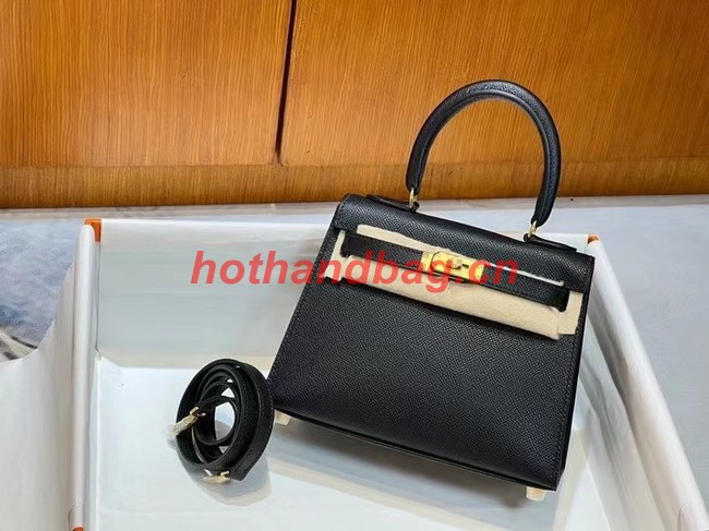 Hermes Kelly 20cm Shoulder Bags Epsom KL2750 black&gold