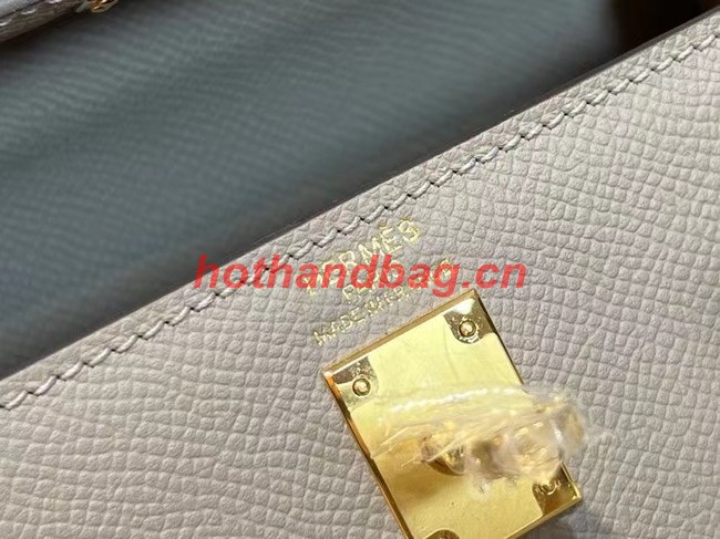 Hermes Kelly 20cm Shoulder Bags Epsom KL2750 light gray&gold