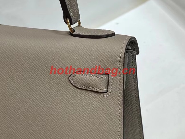 Hermes Kelly 20cm Shoulder Bags Epsom KL2750 light gray&gold