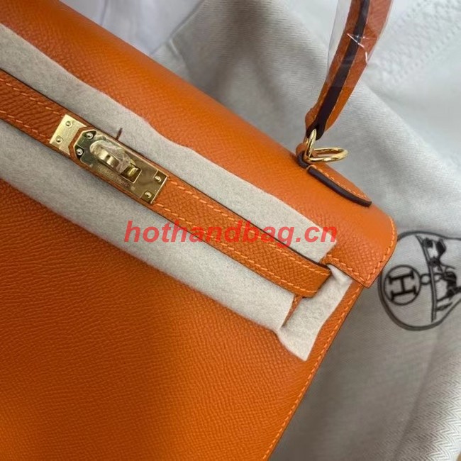 Hermes Kelly 25cm Shoulder Bags Epsom KL2755 orange&gold-Tone Metal