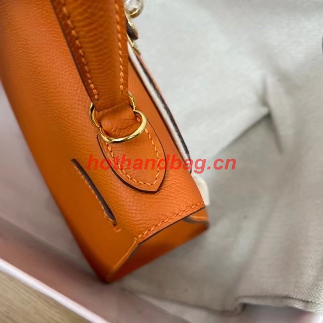 Hermes Kelly 25cm Shoulder Bags Epsom KL2755 orange&gold-Tone Metal