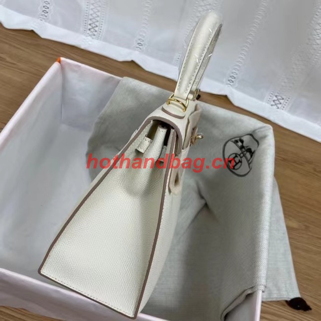 Hermes Kelly 25cm Shoulder Bags Epsom KL2755 white&gold