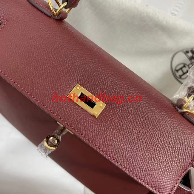 Hermes Kelly 25cm Shoulder Bags Epsom KL2755 Burgundy&gold-Tone Metal