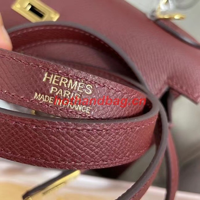 Hermes Kelly 25cm Shoulder Bags Epsom KL2755 Burgundy&gold-Tone Metal