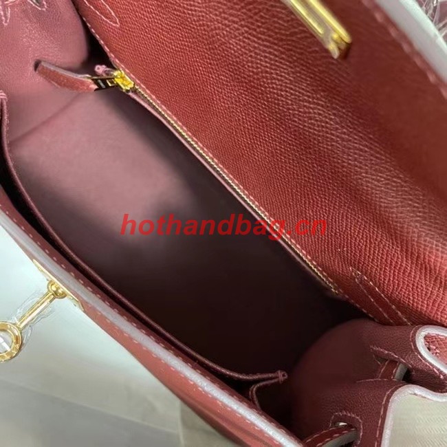 Hermes Kelly 25cm Shoulder Bags Epsom KL2755 Burgundy&gold-Tone Metal