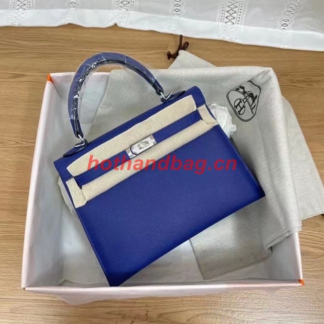 Hermes Kelly 25cm Shoulder Bags Epsom KL2755 Electrooptic blue&silver-Tone Metal