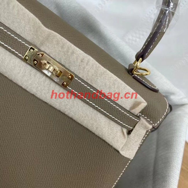 Hermes Kelly 25cm Shoulder Bags Epsom KL2755 Elephant Grey&gold-Tone Metal