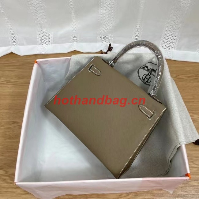 Hermes Kelly 25cm Shoulder Bags Epsom KL2755 Elephant Grey&silver-Tone Metal