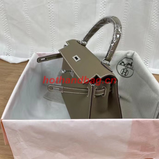 Hermes Kelly 25cm Shoulder Bags Epsom KL2755 Elephant Grey&silver-Tone Metal