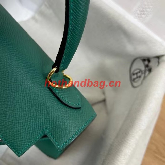 Hermes Kelly 25cm Shoulder Bags Epsom KL2755 Lake green&gold-Tone Metal