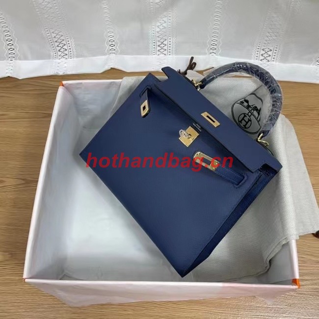 Hermes Kelly 25cm Shoulder Bags Epsom KL2755 Royal blue&gold-Tone Metal