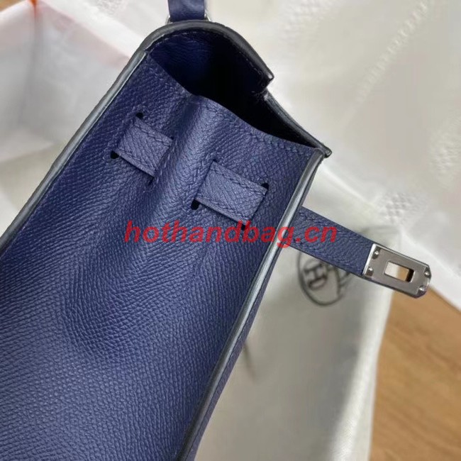 Hermes Kelly 25cm Shoulder Bags Epsom KL2755 Royal blue&silver-Tone Metal