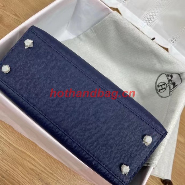 Hermes Kelly 25cm Shoulder Bags Epsom KL2755 Royal blue&silver-Tone Metal