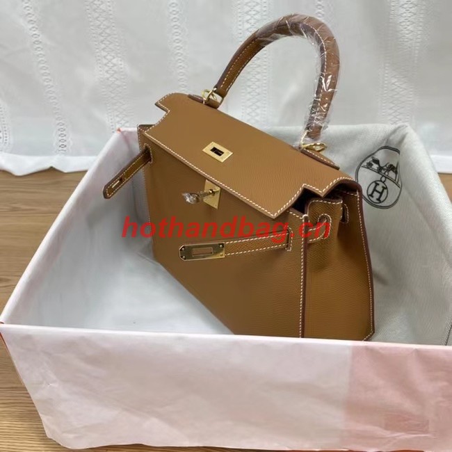 Hermes Kelly 25cm Shoulder Bags Epsom KL2755 brown&gold-Tone Metal