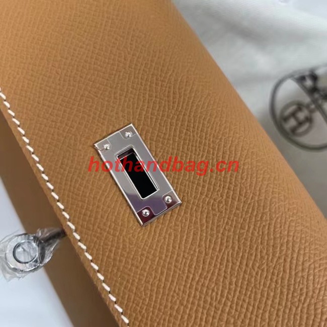 Hermes Kelly 25cm Shoulder Bags Epsom KL2755 brown&silver-Tone Metal