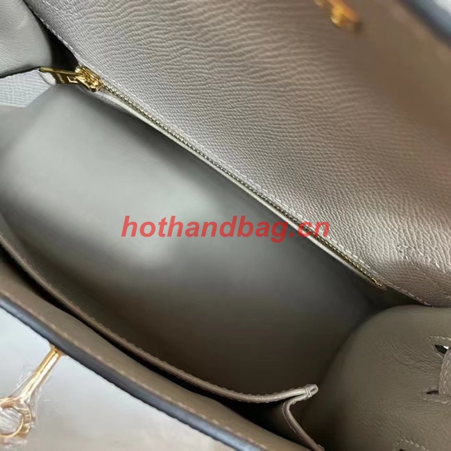 Hermes Kelly 25cm Shoulder Bags Epsom KL2755 gray&gold-Tone Metal