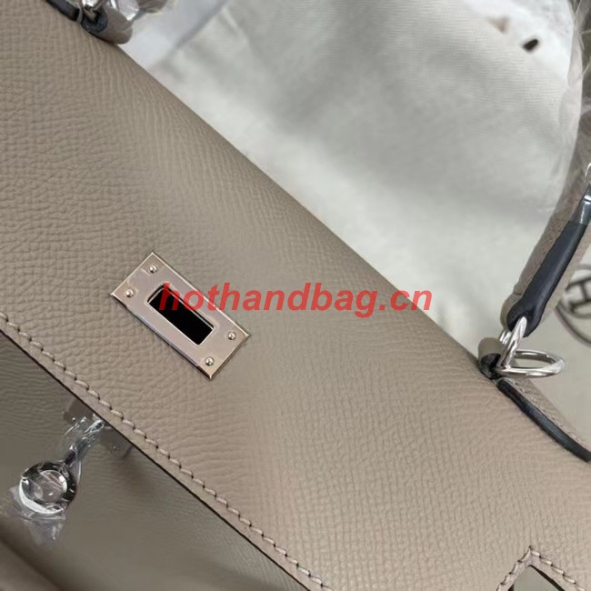 Hermes Kelly 25cm Shoulder Bags Epsom KL2755 gray&silver-Tone Metal