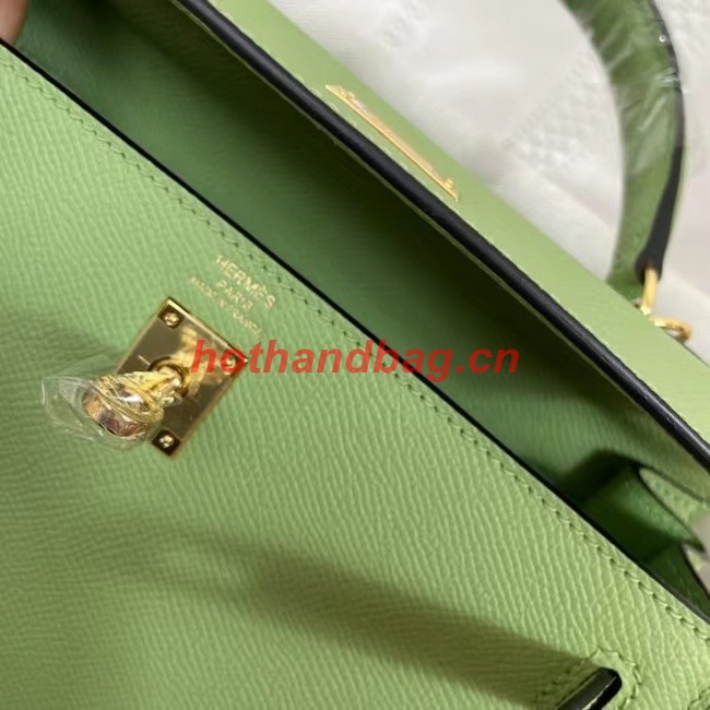 Hermes Kelly 25cm Shoulder Bags Epsom KL2755 green&gold-Tone Metal