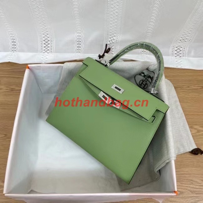 Hermes Kelly 25cm Shoulder Bags Epsom KL2755 green&silver-Tone Metal