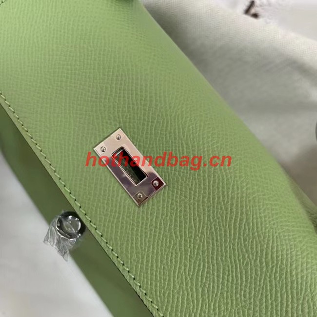 Hermes Kelly 25cm Shoulder Bags Epsom KL2755 green&silver-Tone Metal