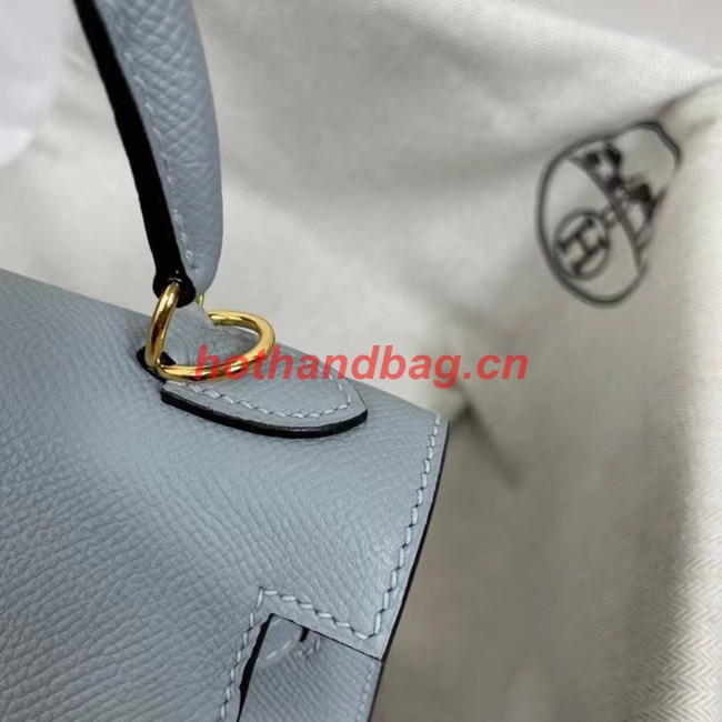 Hermes Kelly 25cm Shoulder Bags Epsom KL2755 light blue&gold-Tone Metal