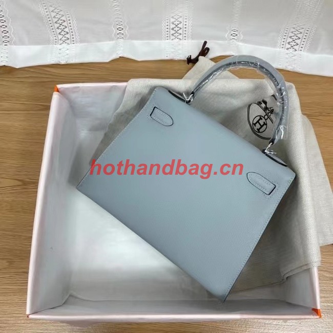 Hermes Kelly 25cm Shoulder Bags Epsom KL2755 light blue&silver-Tone Metal