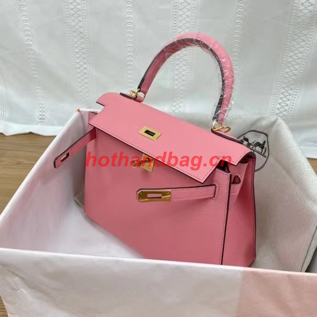 Hermes Kelly 25cm Shoulder Bags Epsom KL2755 pink&gold-Tone Metal