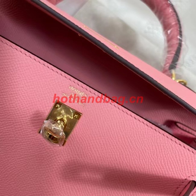 Hermes Kelly 25cm Shoulder Bags Epsom KL2755 pink&gold-Tone Metal