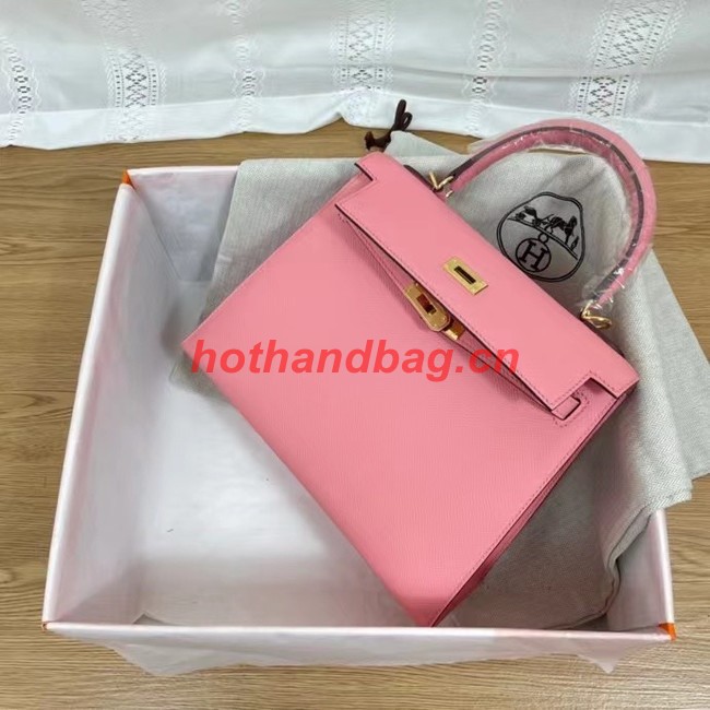 Hermes Kelly 25cm Shoulder Bags Epsom KL2755 pink&gold-Tone Metal