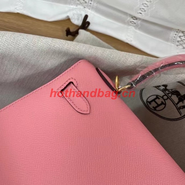 Hermes Kelly 25cm Shoulder Bags Epsom KL2755 pink&gold-Tone Metal