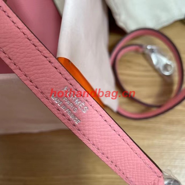 Hermes Kelly 25cm Shoulder Bags Epsom KL2755 pink&silver-Tone Metal