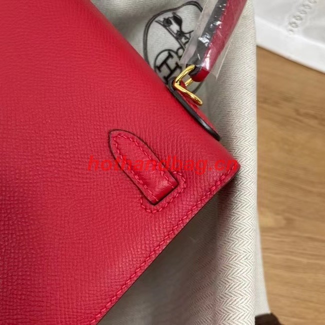 Hermes Kelly 25cm Shoulder Bags Epsom KL2755 red&gold-Tone Metal