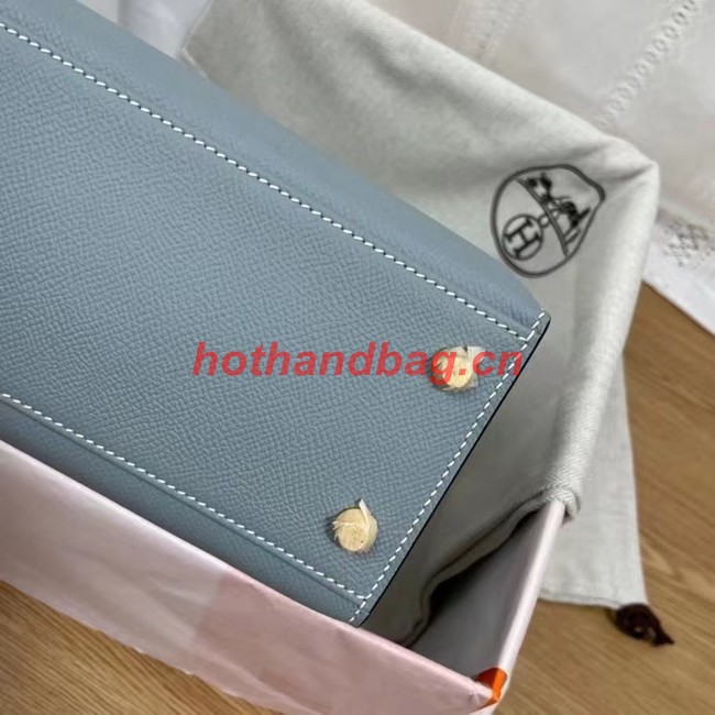 Hermes Kelly 25cm Shoulder Bags Epsom KL2755 sky blue&gold-Tone Metal