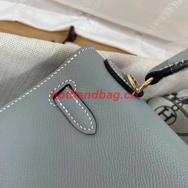 Hermes Kelly 25cm Shoulder Bags Epsom KL2755 sky blue&gold-Tone Metal