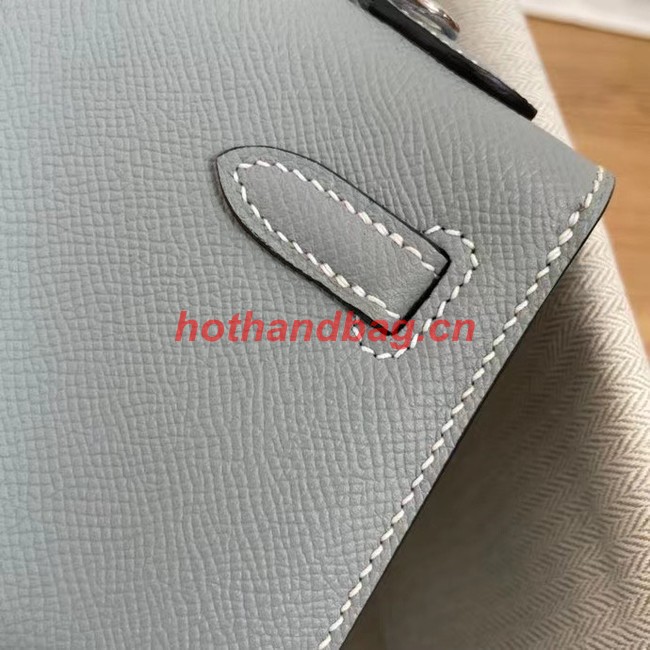 Hermes Kelly 25cm Shoulder Bags Epsom KL2755 sky blue&silver-Tone Metal