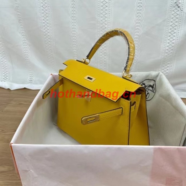 Hermes Kelly 25cm Shoulder Bags Epsom KL2755 yellow&gold-Tone Metal