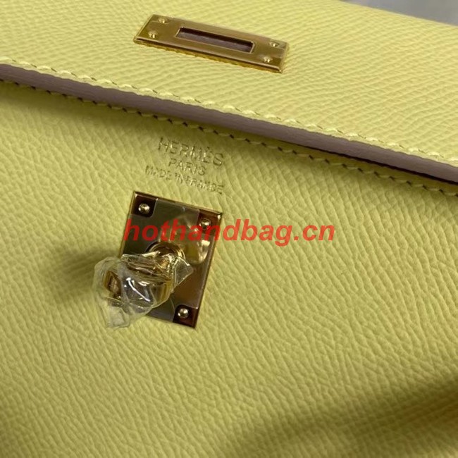 Hermes Kelly 25cm Shoulder Bags Epsom KL2755 yellow&gold-Tone Metal