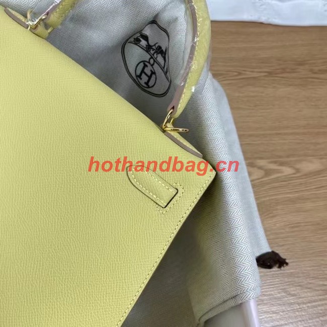 Hermes Kelly 25cm Shoulder Bags Epsom KL2755 yellow&gold-Tone Metal