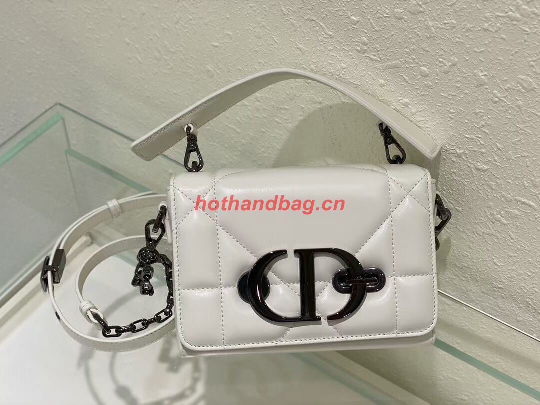 DIOR 30 MONTAIGNE BOX BAG WITH HANDLE Latte Maxicannage Lambskin M9218B WHITE